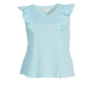 Women's Plus Size Ruffled V-Neck Top 0X